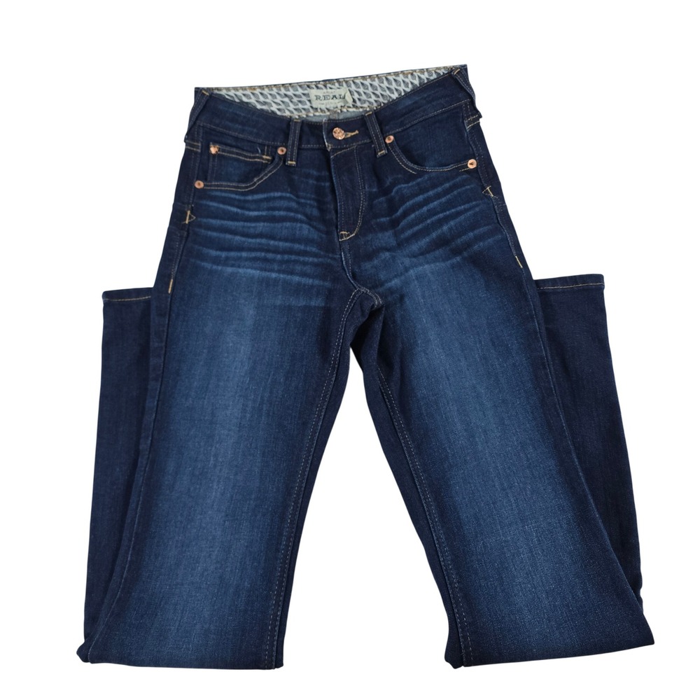 Ariat REAL Denim High Rise Boot Cut Jeans Dark Wash Indigo 28R 10022716